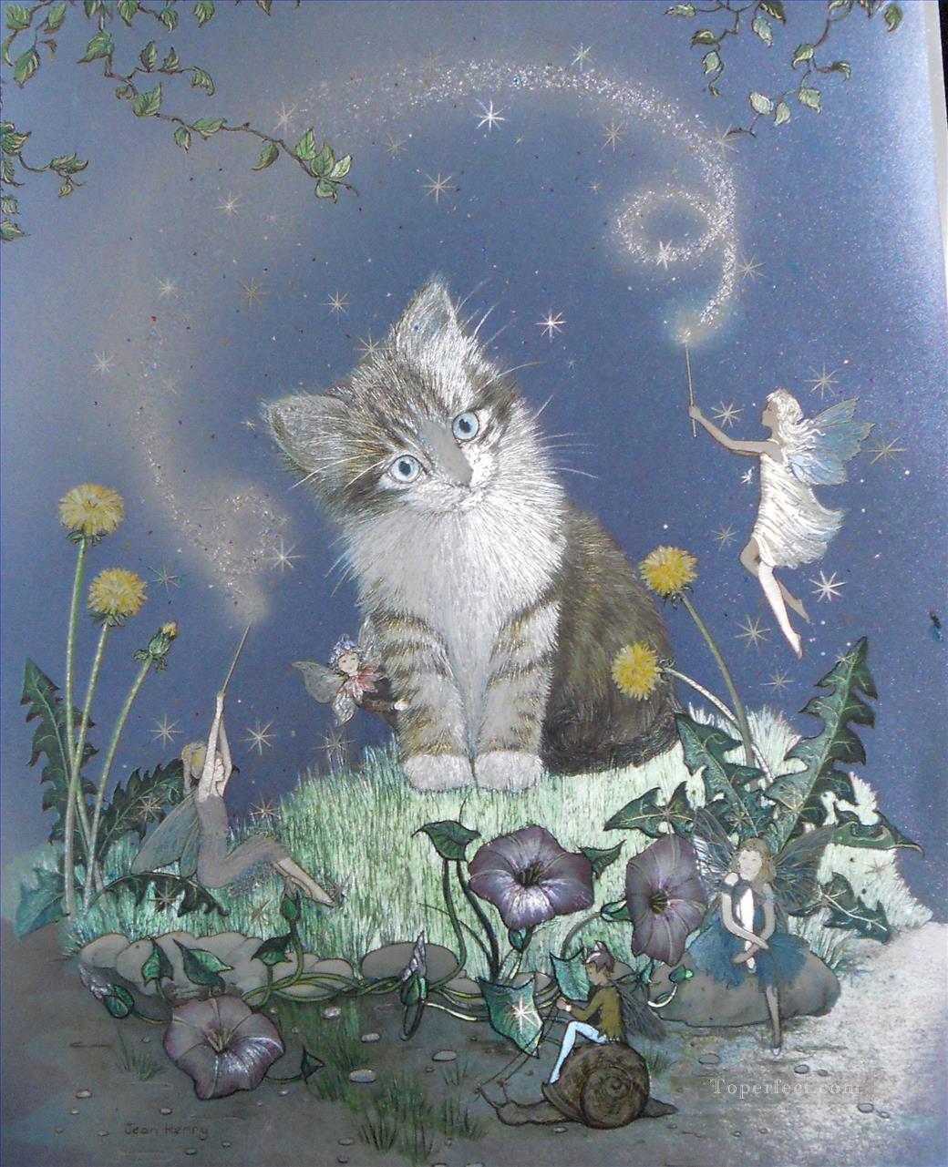 Beautiful and Magical fairy cat Oil Paintings